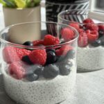 Balanced chia seed breakfast bowl with Greek yogurt, berries, and hemp hearts